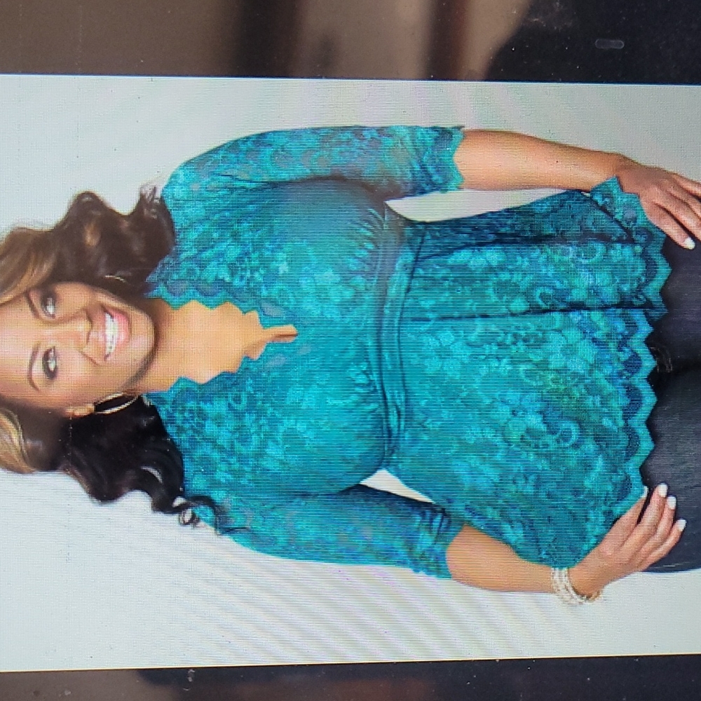 Kiyonna Linden Lace Top 2X - Teal
